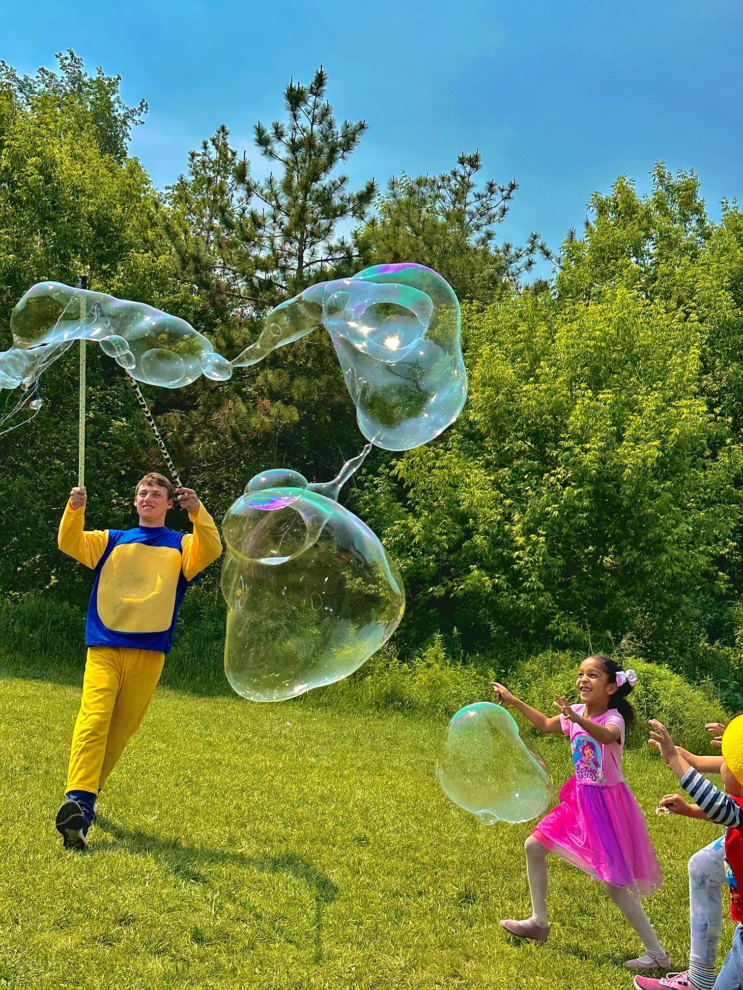 Outdoor giant bubble show