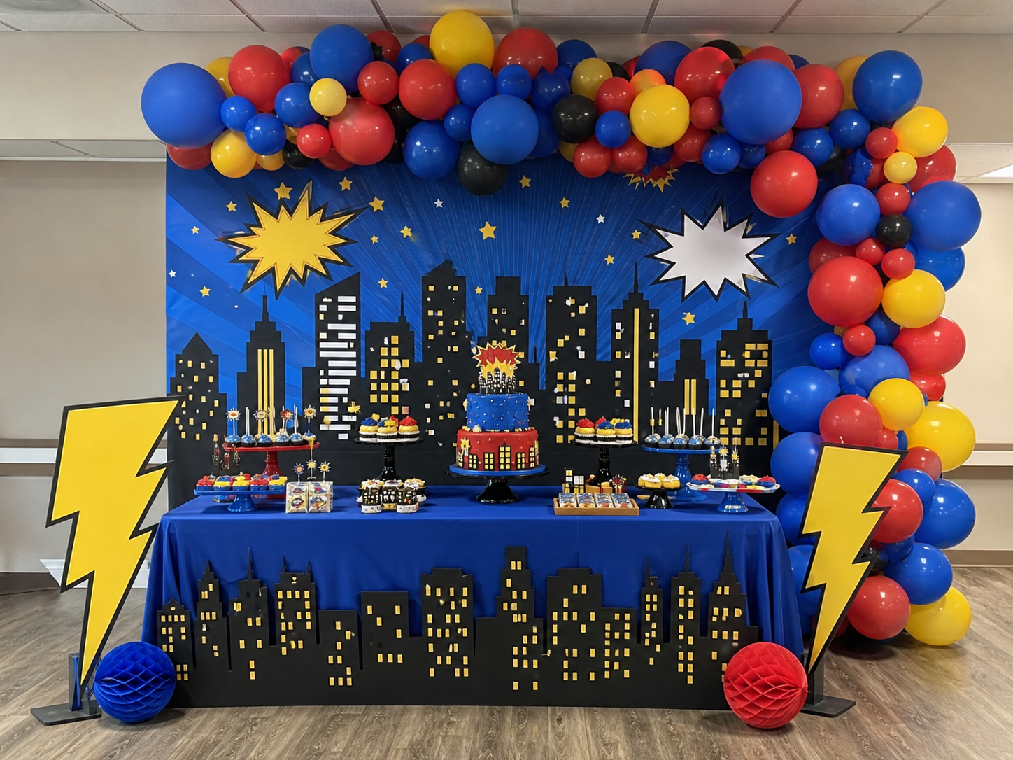 Superhero party setup