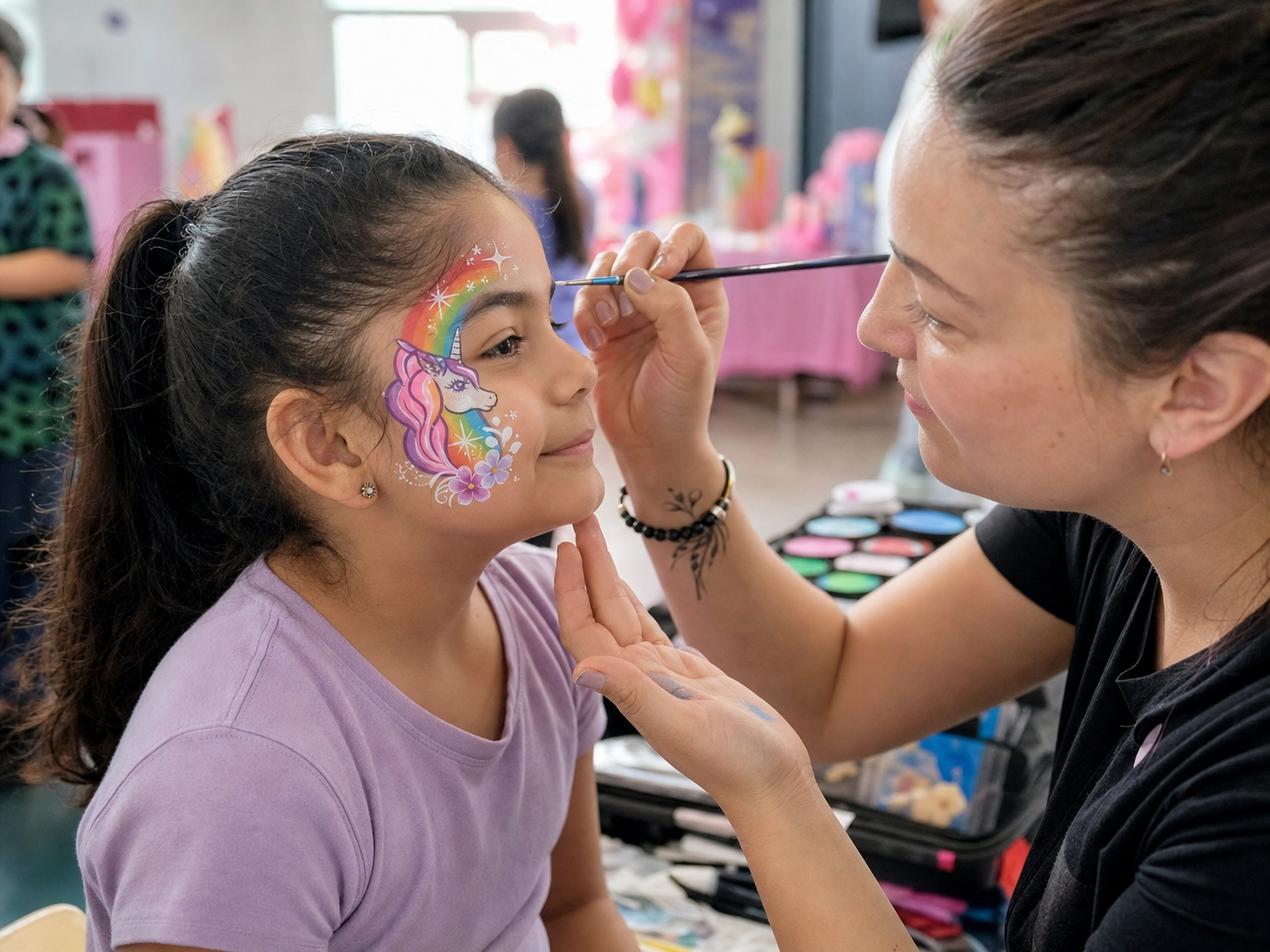 Rainbow unicorn face painting