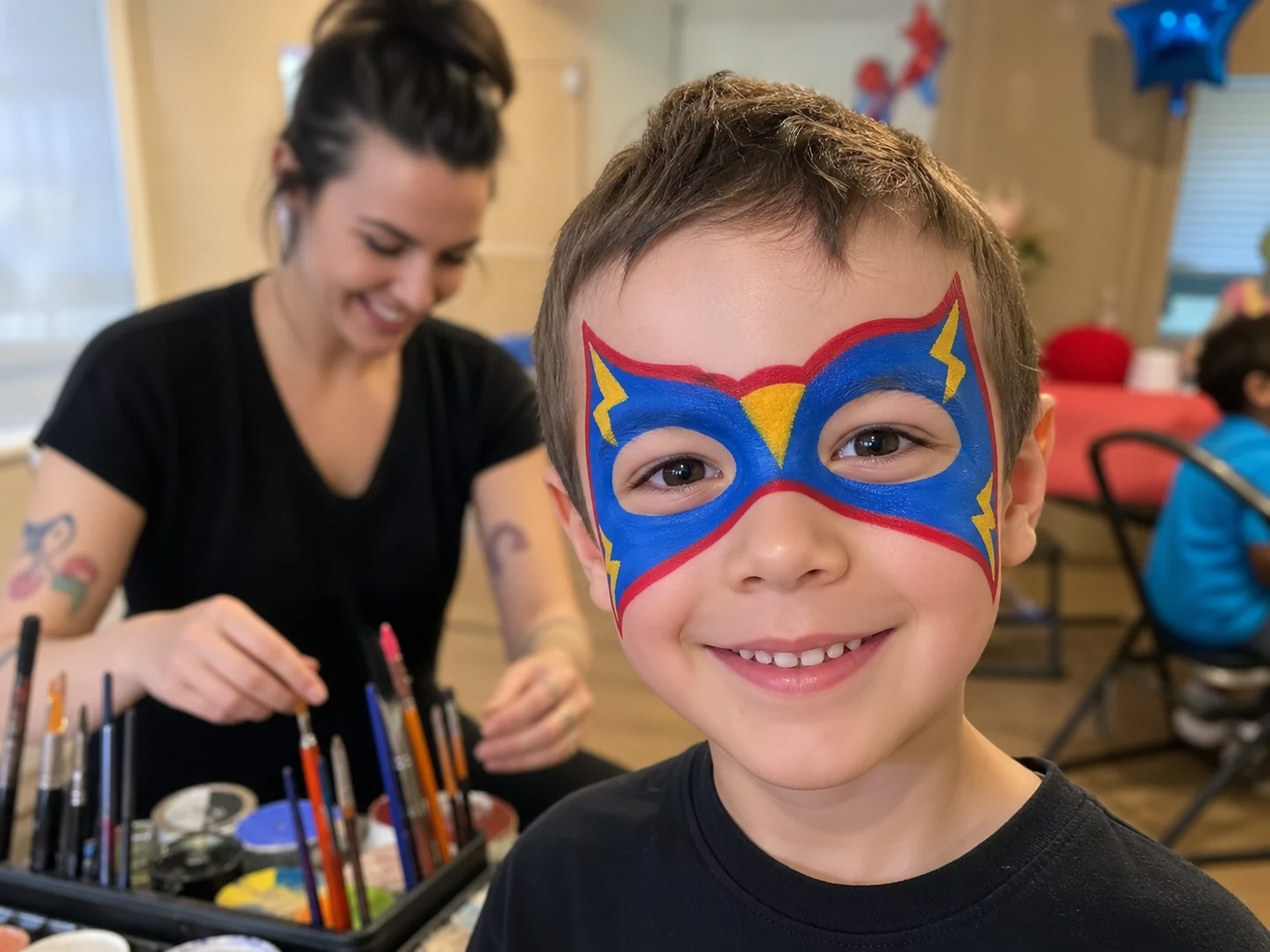 Superhero mask face painting