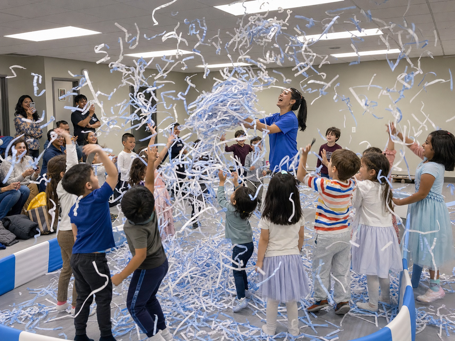 Children enjoying a Paper Show group finale